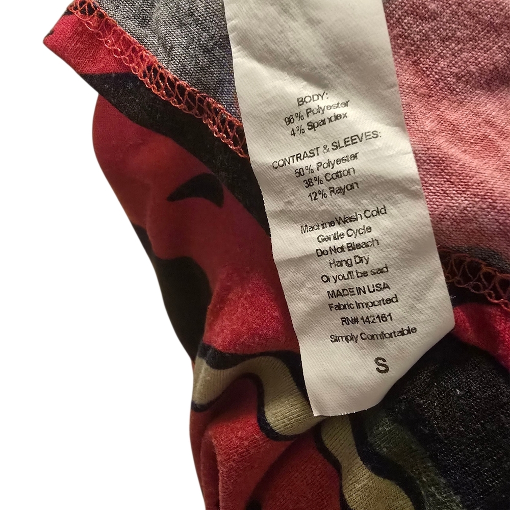 Lularoe Watermelon Shirt S Red Gray Cropped Sleeves - Picture 5 of 5